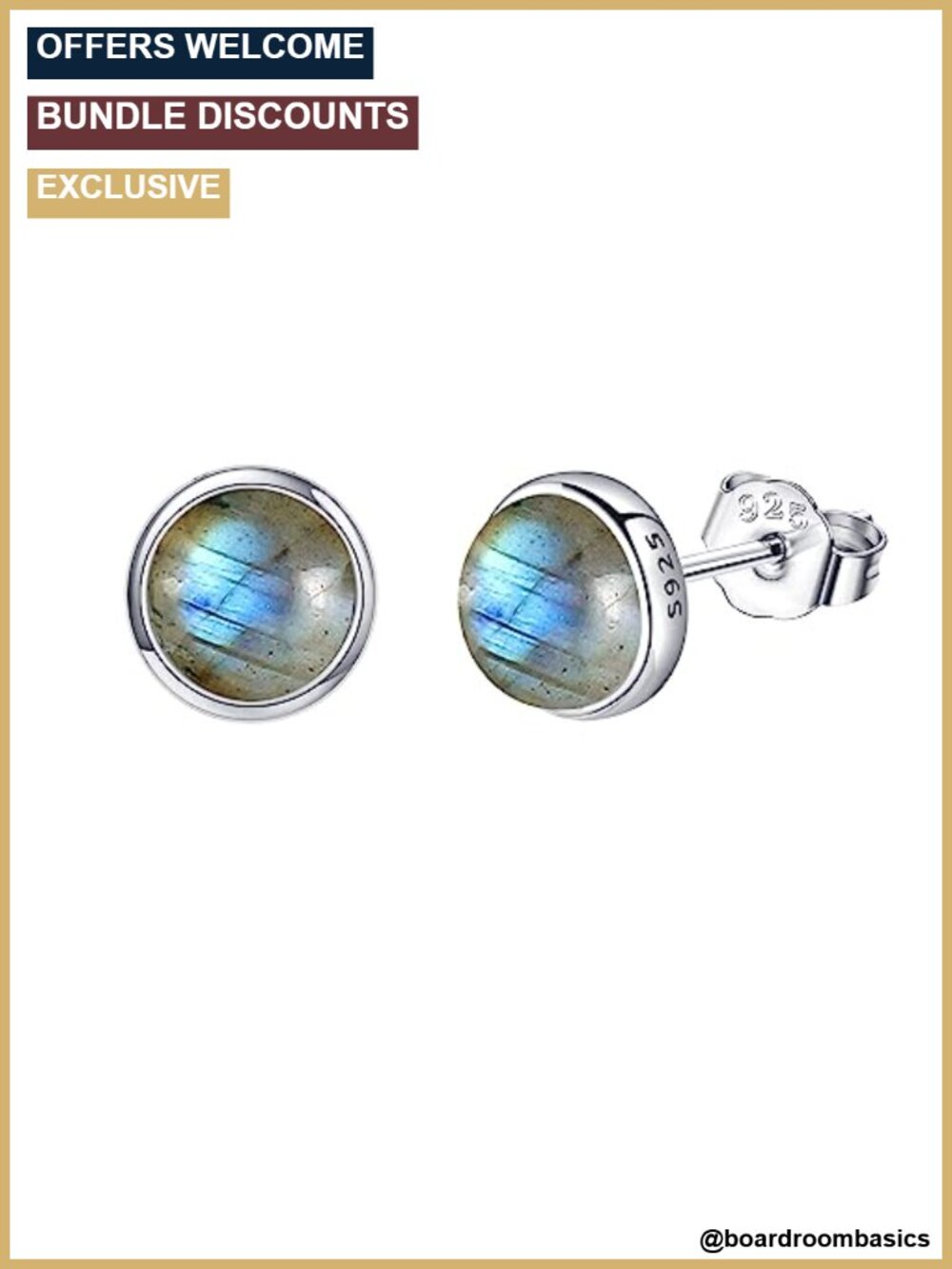 Sterling Silver Natural Gemstone Stud Earrings Hypoallergenic Gift